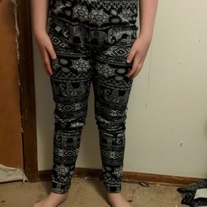 Black and White fleece elephant pants